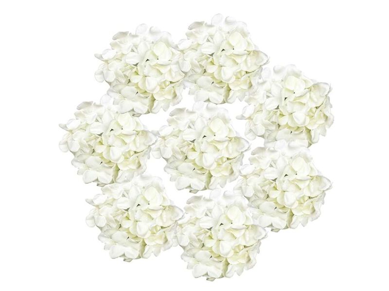 8 Piece Ivory Artificial Hydrangea Flower Heads Wedding Centerpiece Decor image number 0
