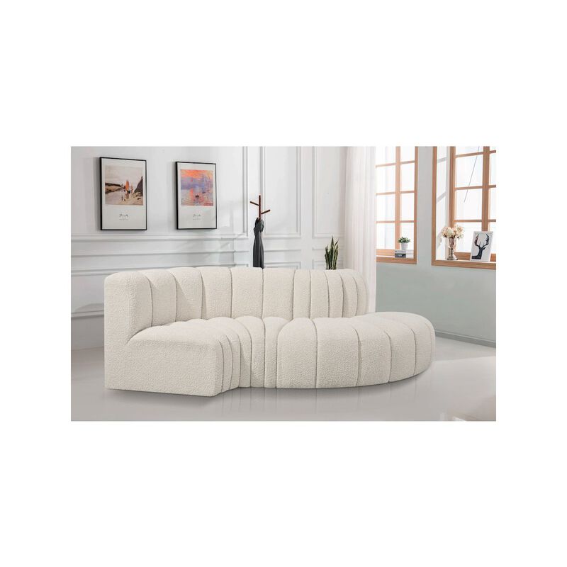 Meridian Furniture Arc Cream Boucle Fabric Modular Sofa