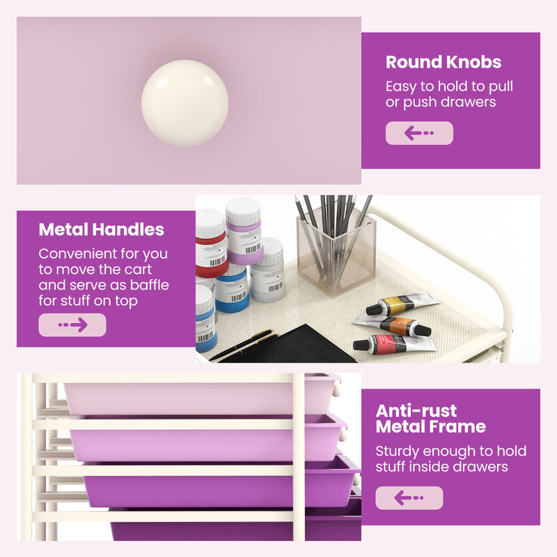 12-Drawer Rolling Organizer Cart with Lockable Wheels and Smooth Glide Drawers