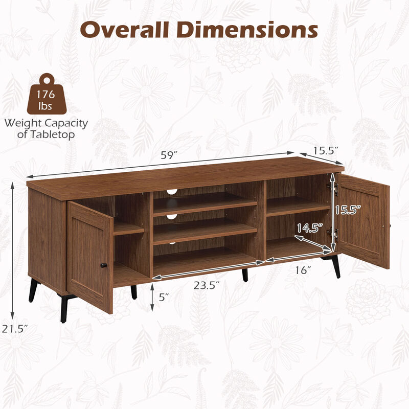 Modern Entertainment Center TV Stand with 2 Doors for 65 Inch TVs image number 2