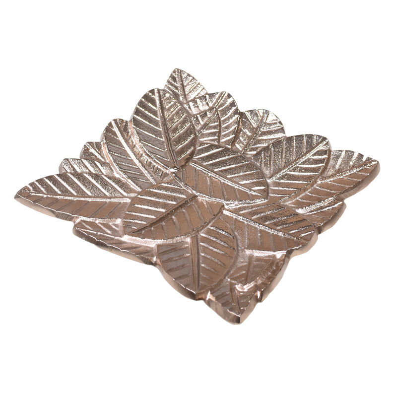 Handmade Decorative Bronze Color Coated 6.88 x 6.88 x 0.78 Inches Aluminium Tray 043AB BBH Home's image number 4