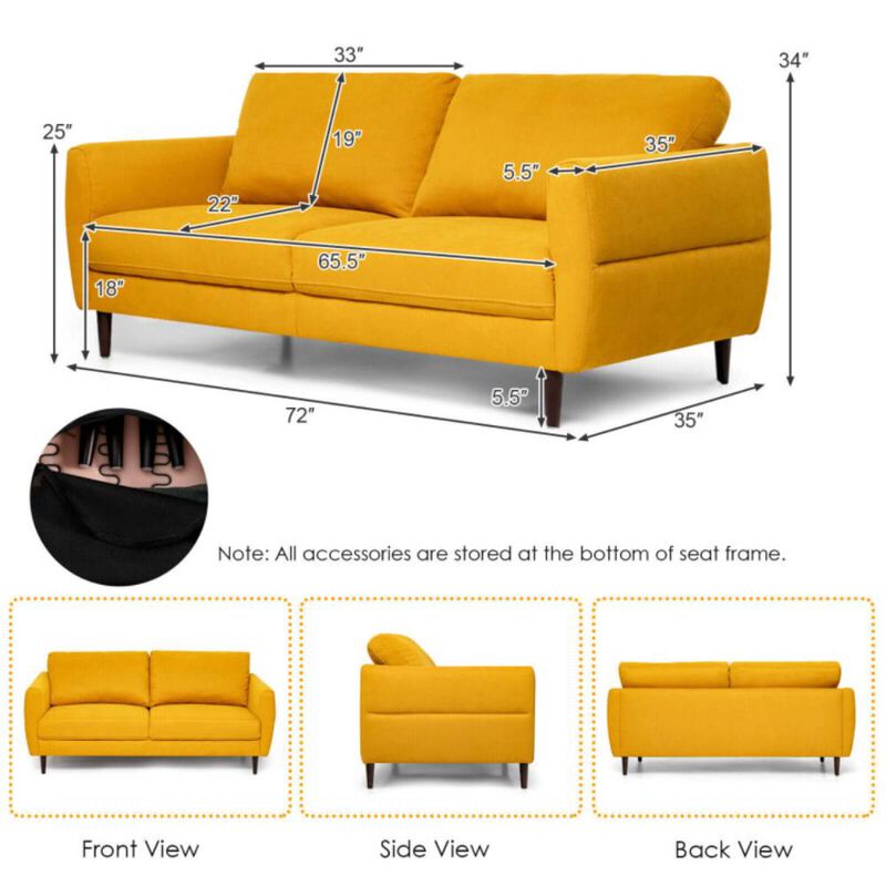 72" Small Fabric Loveseat Sofa Couch image number 7