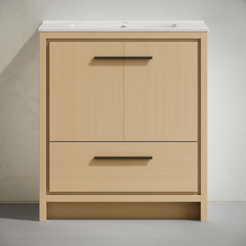 Virage 30" Freestanding Bathroom Vanity in Natural Oak with Sink Top image number 6