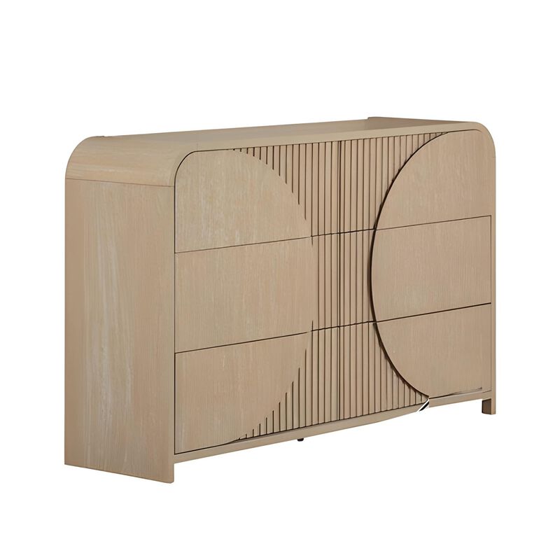 Tanya 4pc Queen Bedroom Set, Dresser Mirror, Reeded Natural Brown image number 3