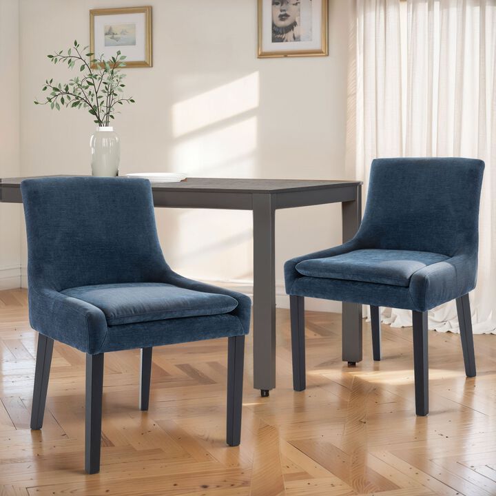 COLAMY MAIRA Transitional Neutral Dining Chair-Dark Grey Set of 2