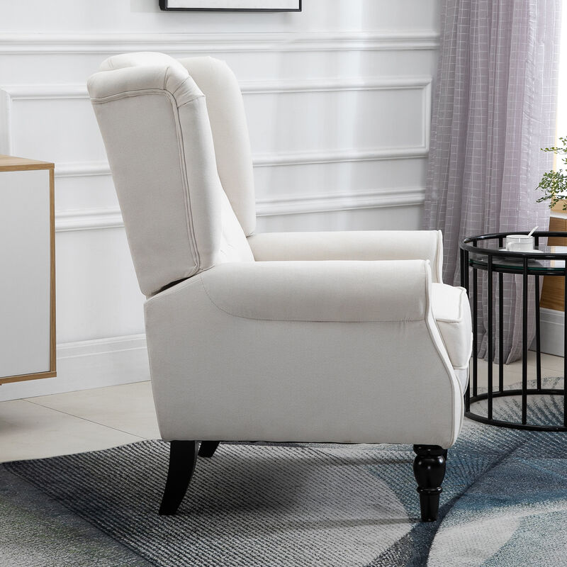 HOMCOM Button-Tufted Accent Chair with High Wingback, Rounded Cushioned Armrests and Thick Padded Seat, Blue