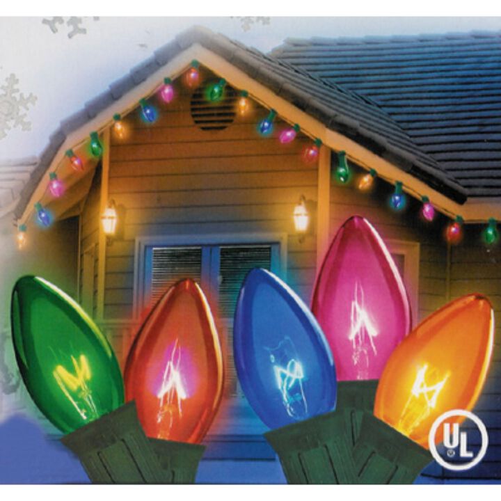 25-Count Multi-Color C7 Christmas Light Set  24ft Green Wire
