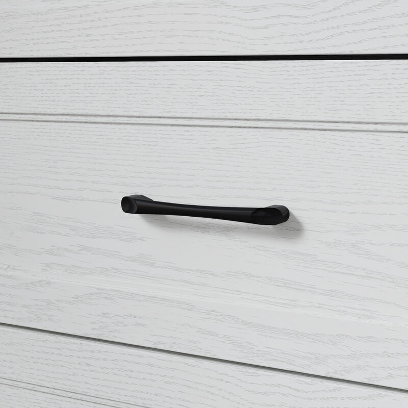 FUFU&GAGA 5-Drawer Storage Cabinet, White Wood Grain PB Board with Black Horizontal Handles, Modern Dresser for Bedroom & Living Room (31.5 in. W x 15.7 in. D x 46.5 in. H)