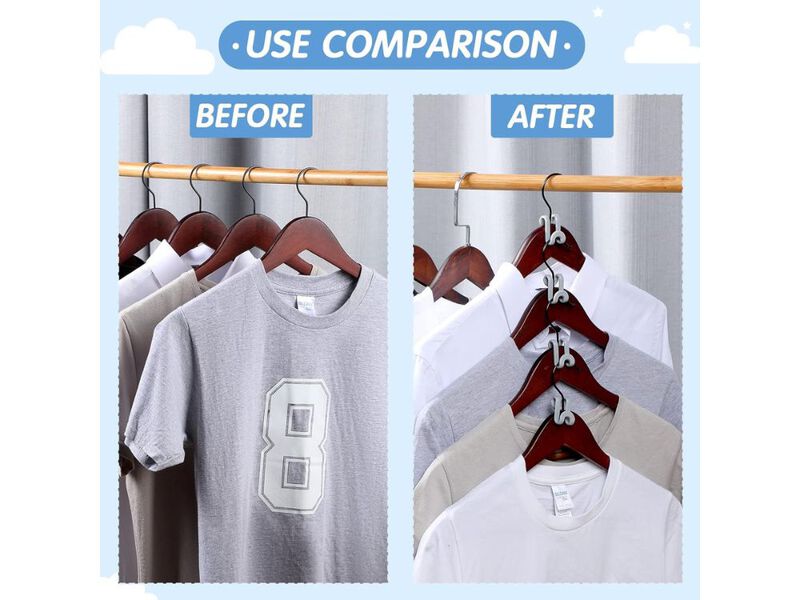 100-Piece Space-Saving Hanger Hooks | Heavy Duty Clothes Hanger Extender Clips image number 1