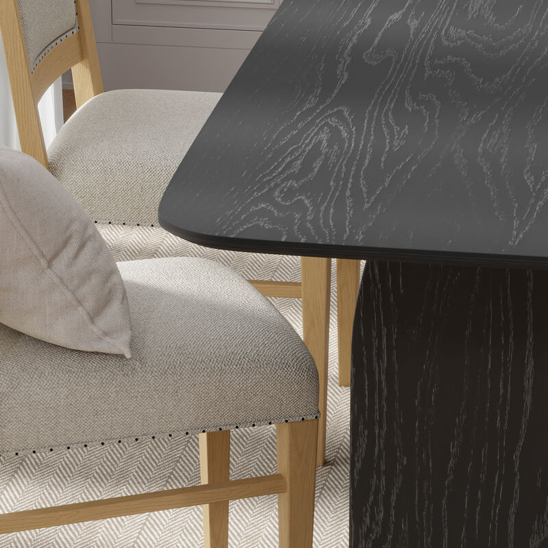 79" Farmhouse Rectangle Black Dining Table for 4-6 People with Round Arched Table Legs for Dining Room and Living Room