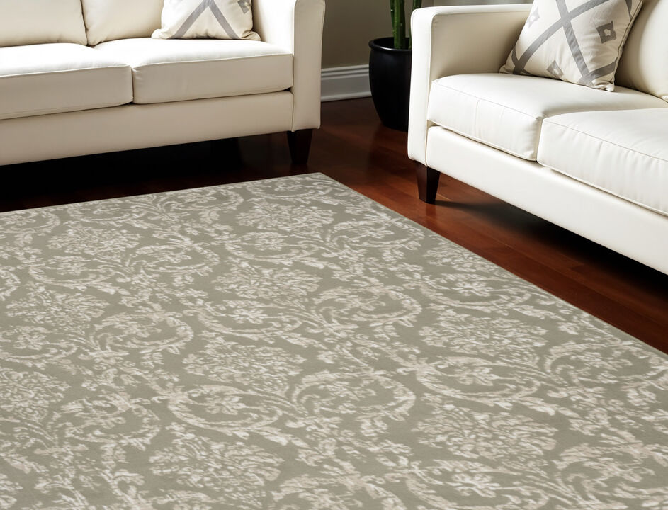 HomeRoots Damask Distressed Non Skid Area Rug