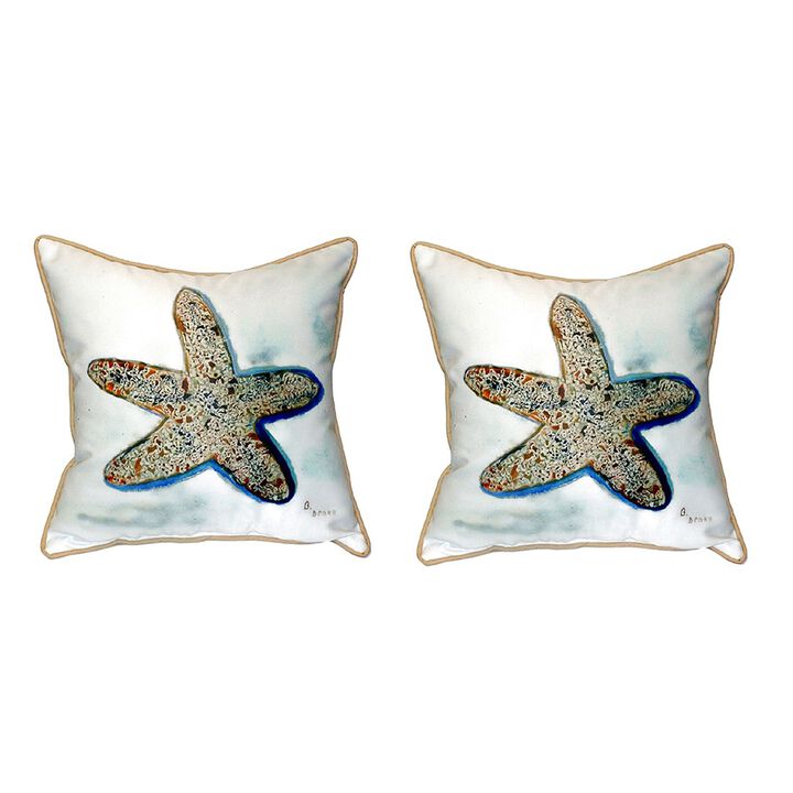 Pair Of Betsy Drake Betsy&rsquo;s Starfish Large Pillows 18 Inch X 18 Inch