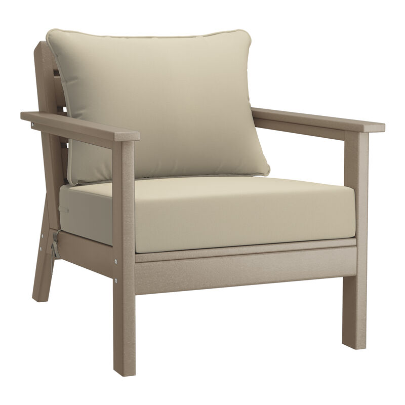 WestinTrends Outdoor Modern HDPE Patio Club Chairs with Deep Seat Cushions (Set of 2) image number 2