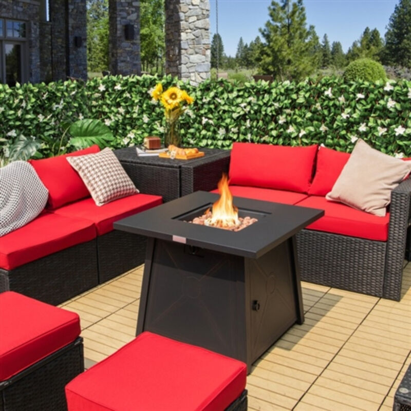 50,000 BTU Steel Square Portable LP Gas Propane Fire Pit Table