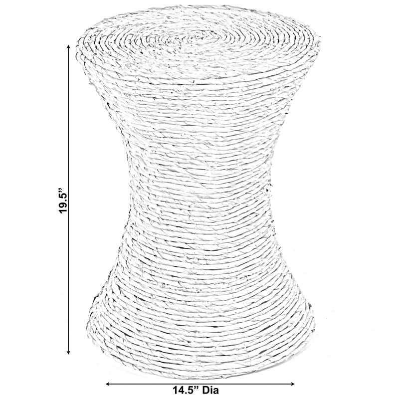 Decorative Round Wicker Side Table Hourglass Shape