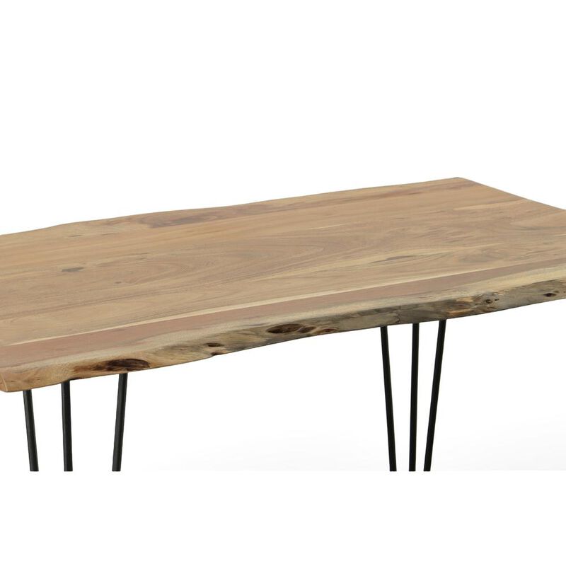 Carolina Living Seti Live Edge Dining Table - Natural Top - Black Base