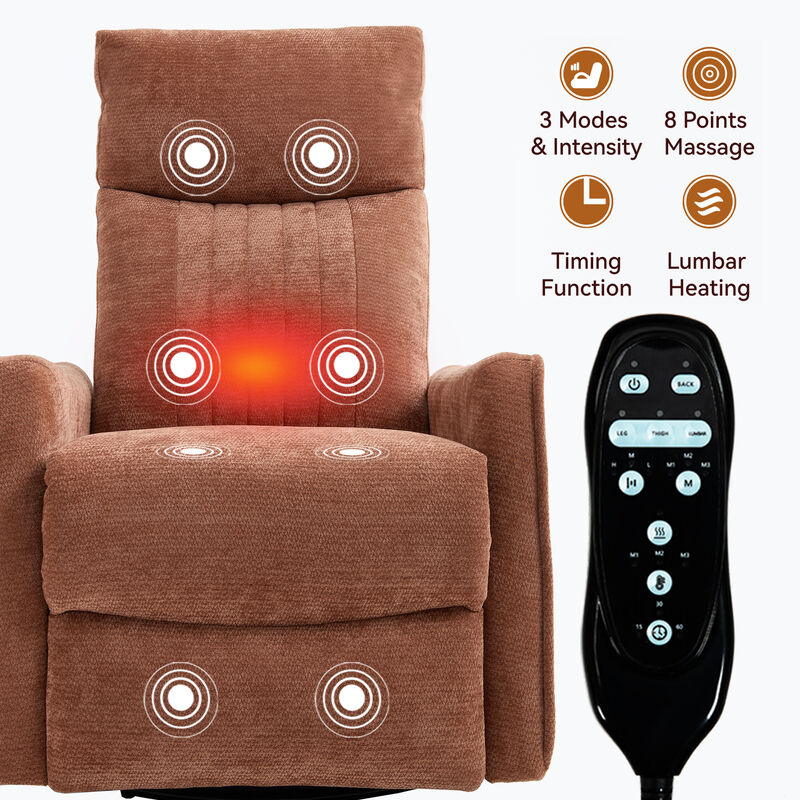 Heat Massage Manual Recliner Chair with Rocker and Swivel in Fabric for Living Room image number 7