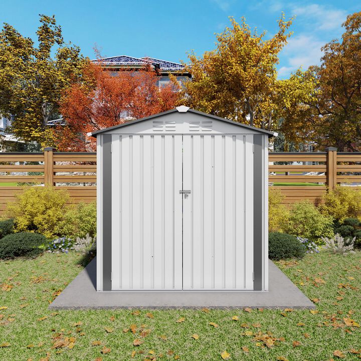 6X3.6FT Metal Outdoor Storage Shed with Peaked Roof