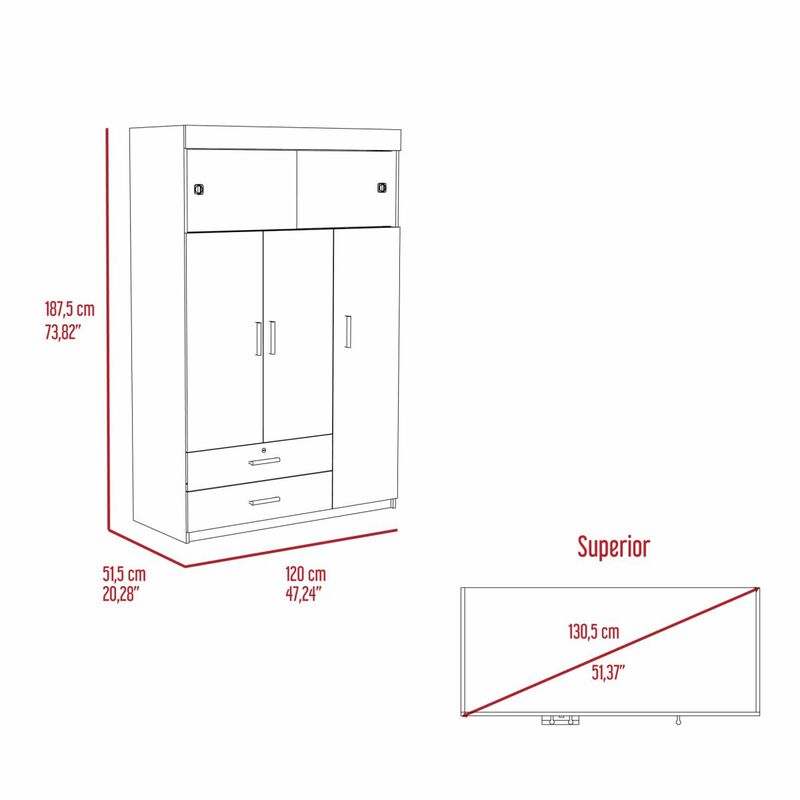 Kingswood 2-Drawer Rectangle Armoire White