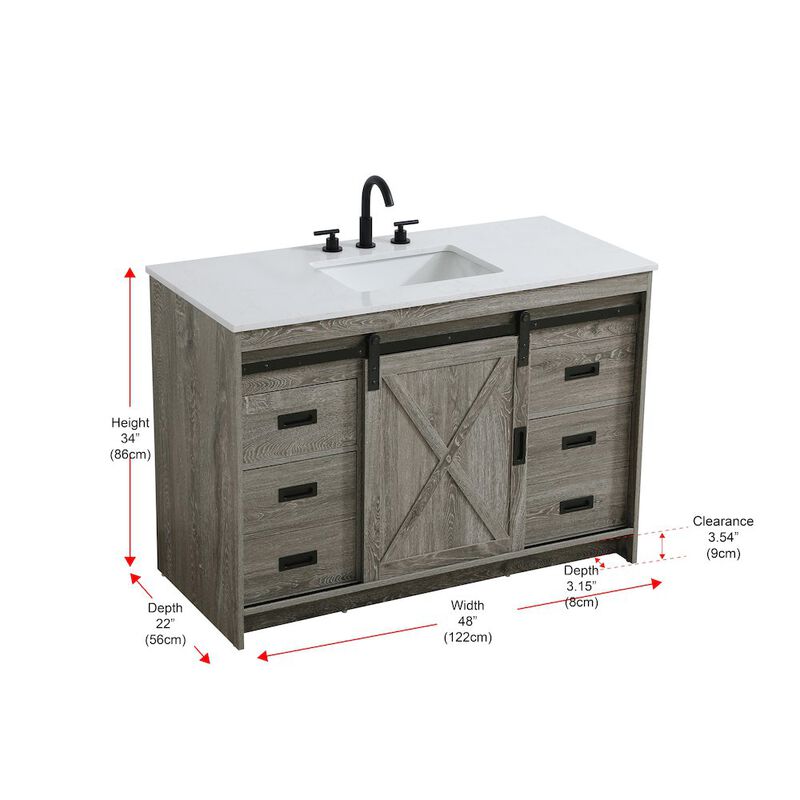 Elegant Kitchen and Bath Austin 48 Inch Single Bathroom Vanity In Rustic Grey