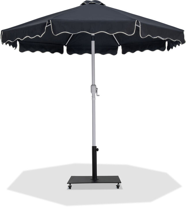 Meridian Furniture Amalfi Black With Cream Piping / Matte Black Metal Patio Umbrella with Base Sets