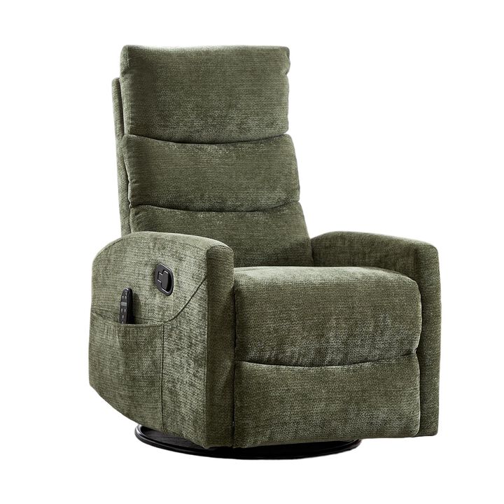 Chenille Manual Recliner Chair Swivel Rocker Recliner with Heat & Massage