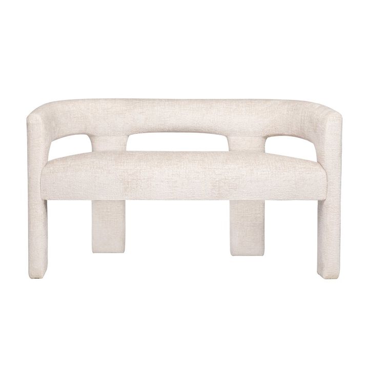 Jofran Gwen Modern Luxury Jacquard Fabric Upholstered Sculpture Bench