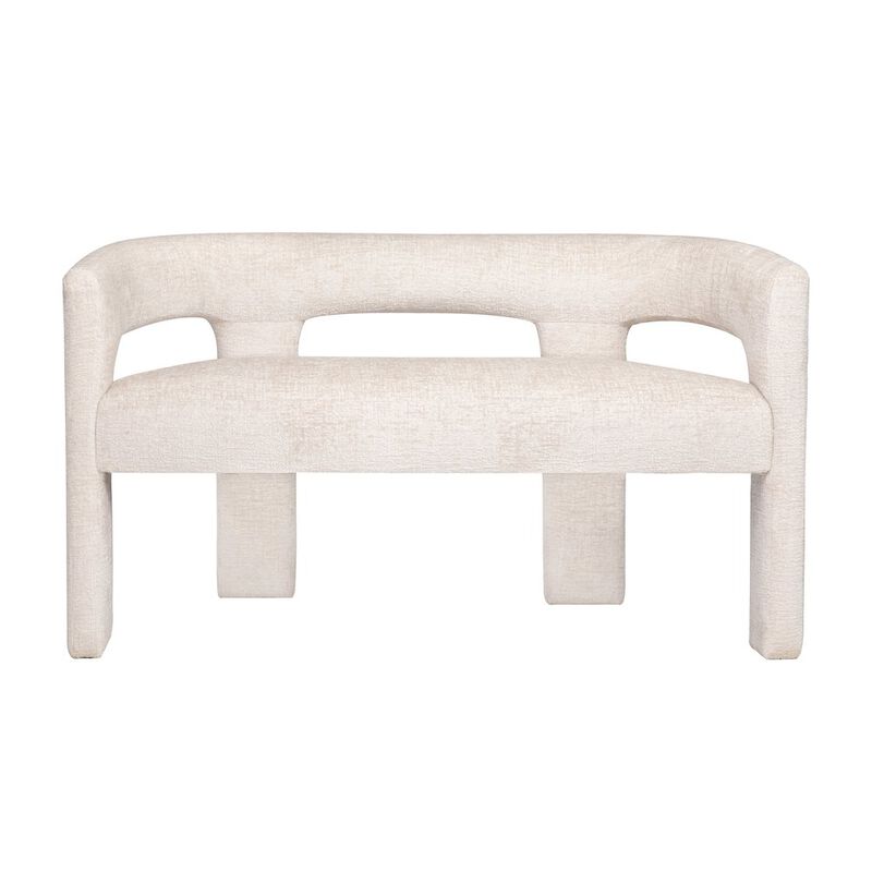 Jofran Gwen Modern Luxury Jacquard Fabric Upholstered Sculpture Bench
