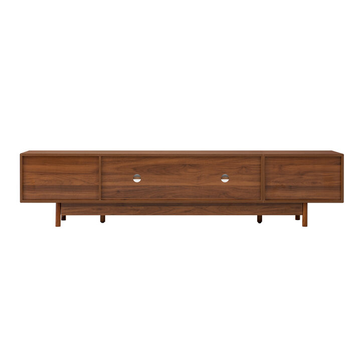 Merax Entertainment Center with Fluted Glass Display, 2 Smooth Drawers, Cable Management