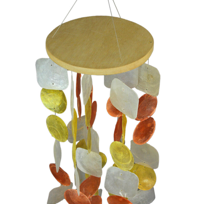 Amber, Yellow and White Capiz Shell Mini Wind Chime Garden Patio Yard image number 1