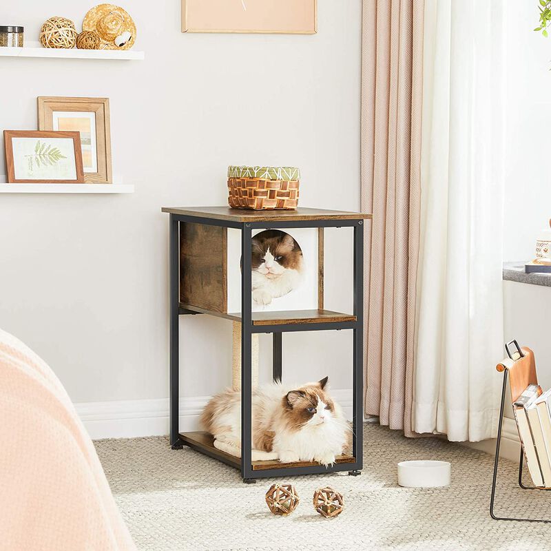 BreeBe Cat Tree and End Table Rustic Brown