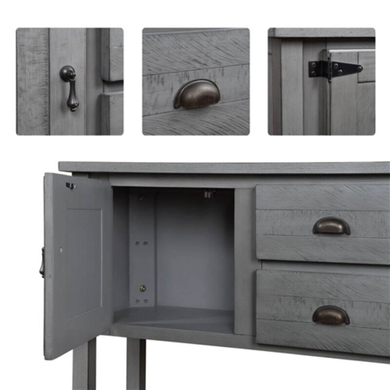 Solid Wood Farmhouse Entryway Console Table with Drawers