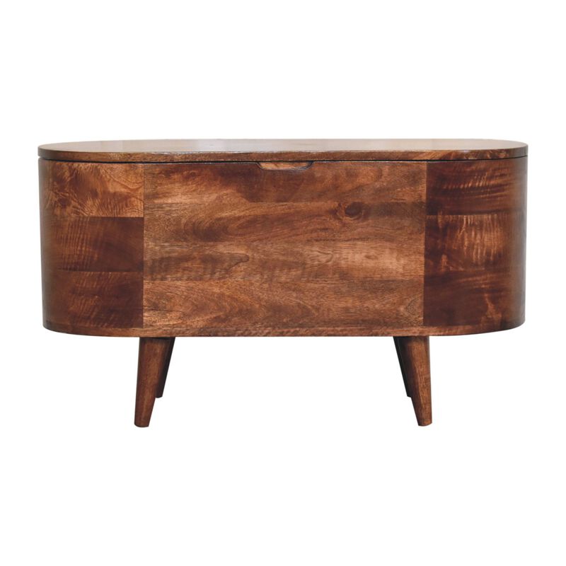 Artisan Furniture Solid Wood Honey Caramel Rounded Lid up Blanket Box