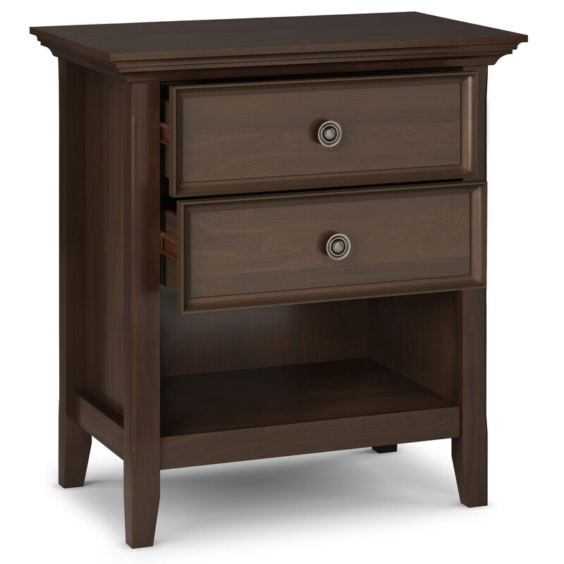 Amherst SOLID WOOD 24 inch Wide Traditional Bedside Nightstand Table in Natural Aged Brown
