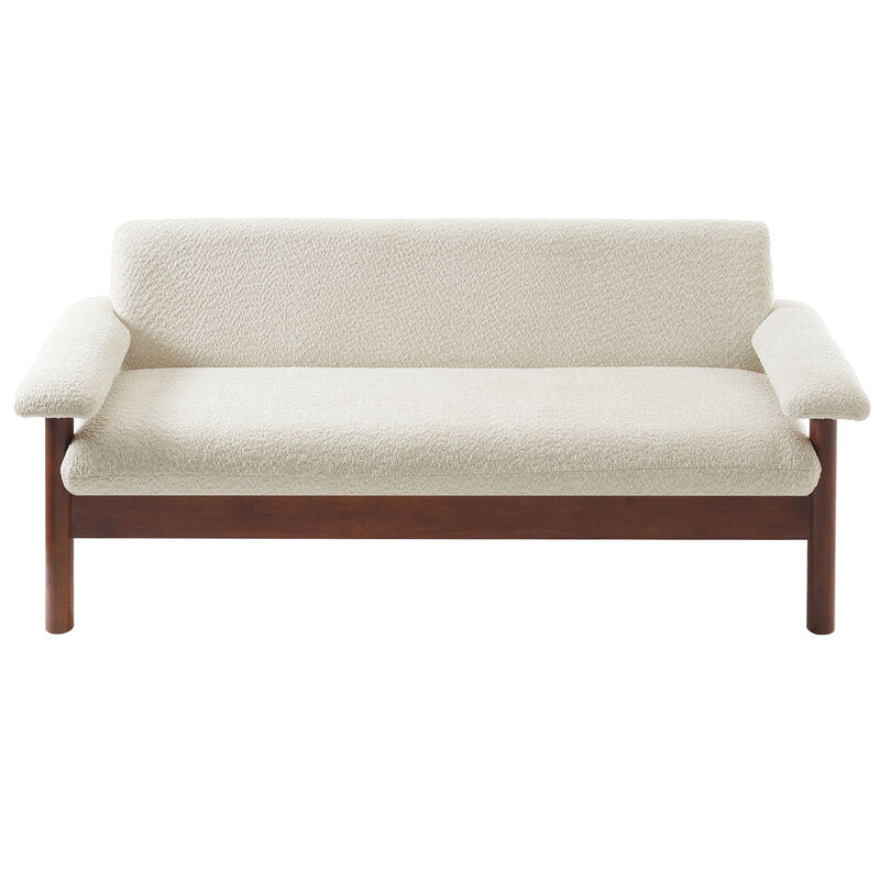 Merax Minimalist Berber Fleece 2-Seater Loveseat with Plush Arm Pillows & Full Rubberwood Frame image number 0