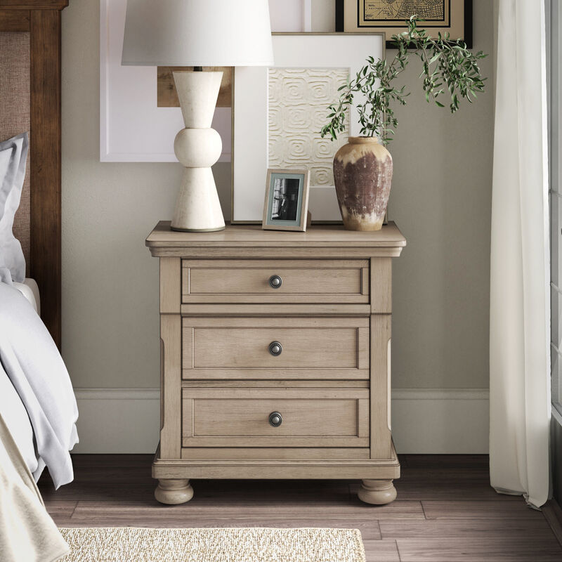 Streamdale Hidden Drawer Gray Finish Bedside Table