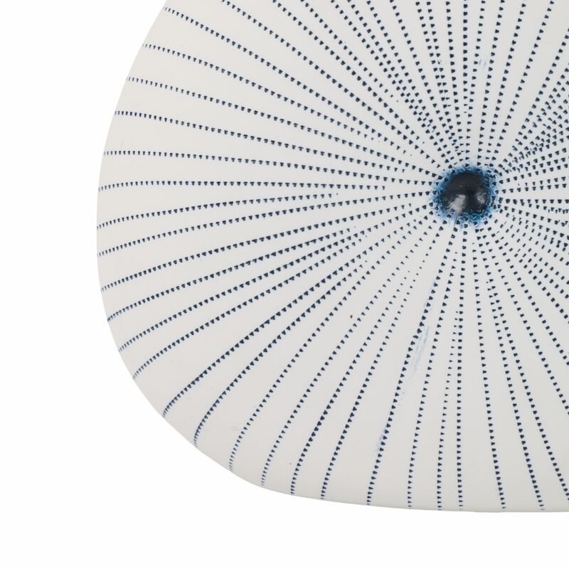 10x9" Round Dotted Shell Vase, White/blue image number 4