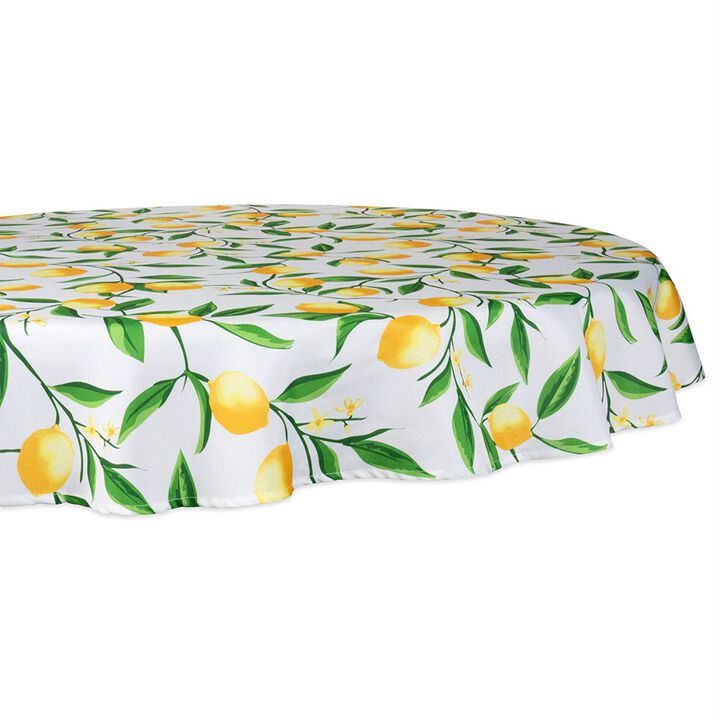 60" Round Outdoor Tablecloth with Lemon Bliss Print Design