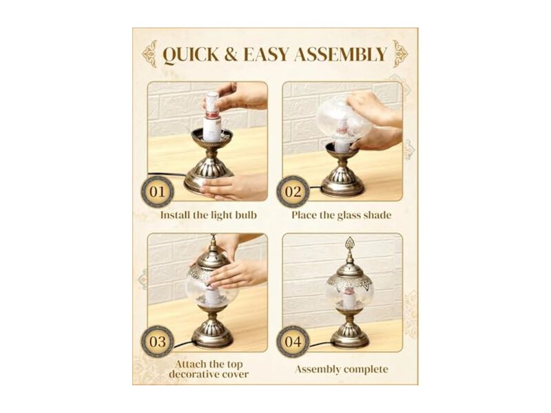 Moroccan Table Lamp For Living Room Bedroom Desk Bulbs Included image number 3