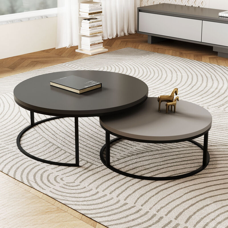 Round nesting coffee tables 2-piece