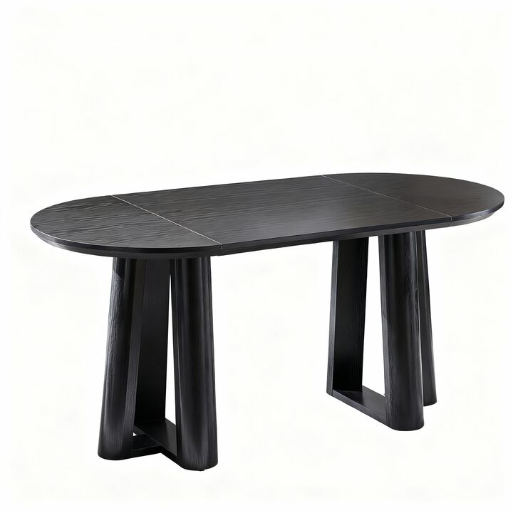 63" Oval Dining Table for 6-8, Woodgrain Top, Tripod Base, Easy Assembly