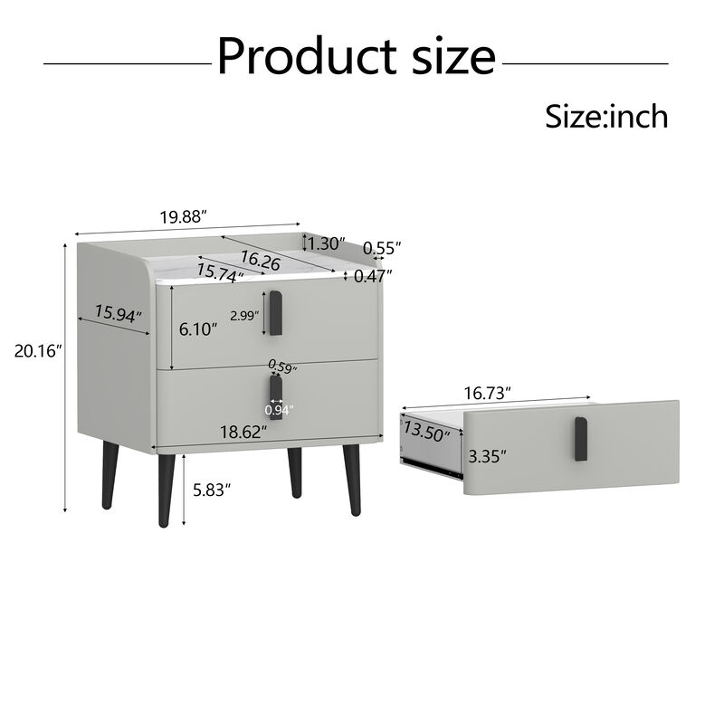 Merax Nightstand with 2 Drawers