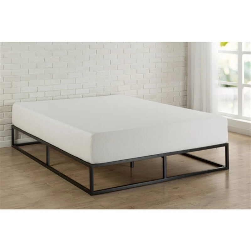 Metal Platform Bed Frame with Wood Slats – Low Profile, Modern Style for Small Spaces
