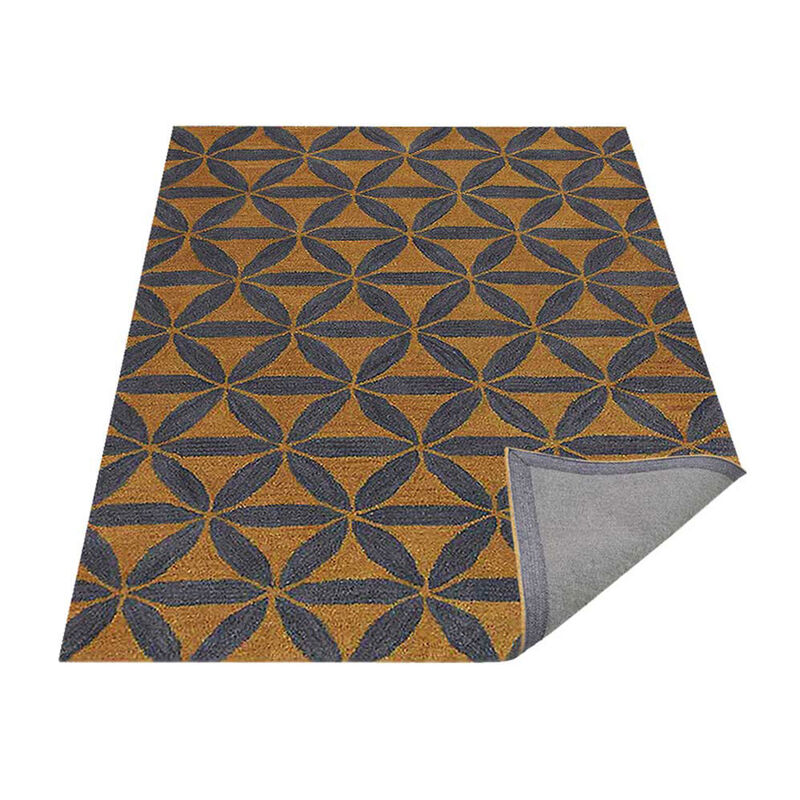 RUGSOTIC CARPETS HAND TUFTED WOOL ECO-FRIENDLY AREA RUGS  - Rectangle Shape, Gold & Blue, Contemporary Modern Design, High Pile Handmade Area Rugs for Living Room, Bed Room (K00723) image number 3