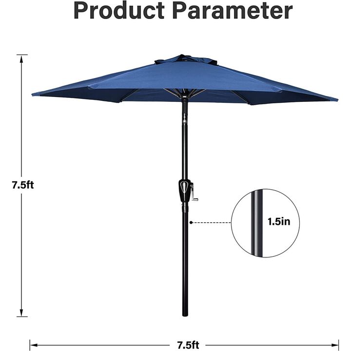 Simple Deluxe 7.5' Patio Outdoor Table Market Yard Umbrella with PUsh Button Tilt/Crank, 6 Sturdy Ribs for Garden, Deck, Backyard, Pool, 7.5ft, Blue