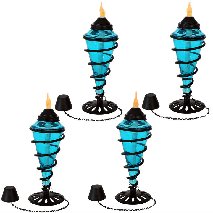 Sunnydaze Set of 4 Glass Outdoor Tabletop Torches