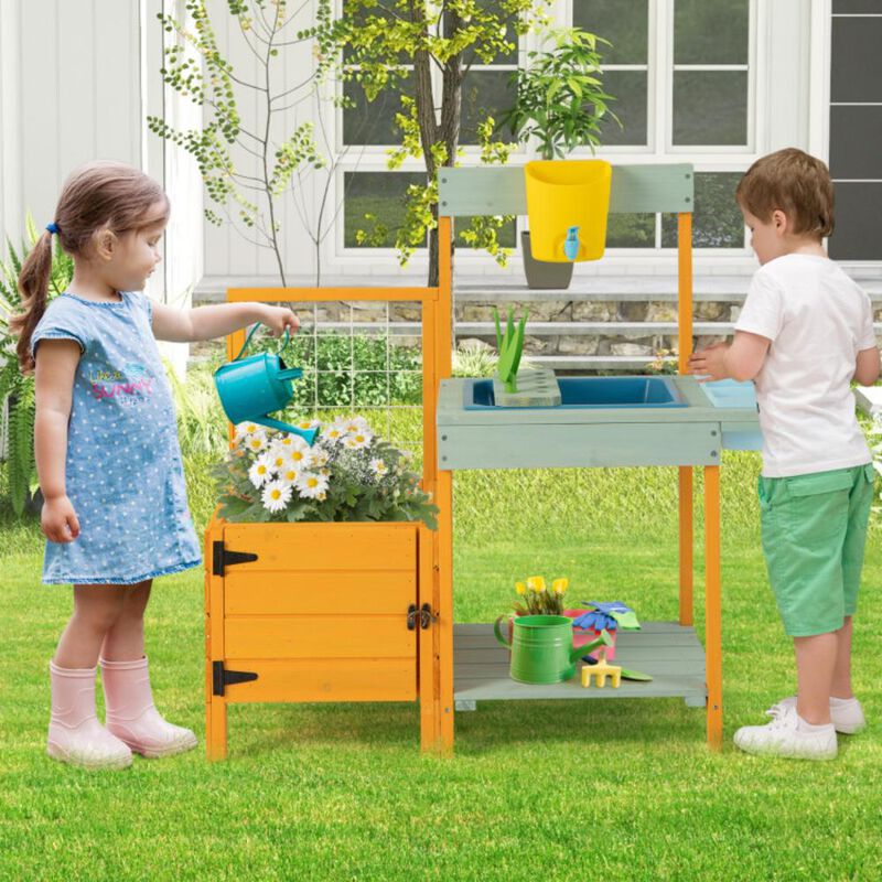 Hivvago Kids Outdoor Potting Bench with See-Through Window