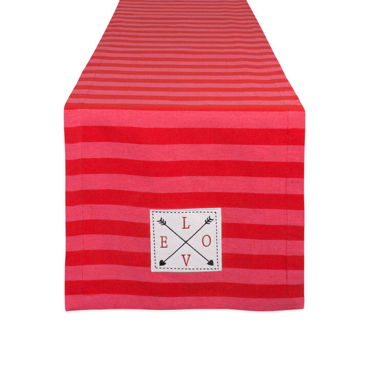 108" Red Striped Love and Arrows Valentine's Day Table Runner