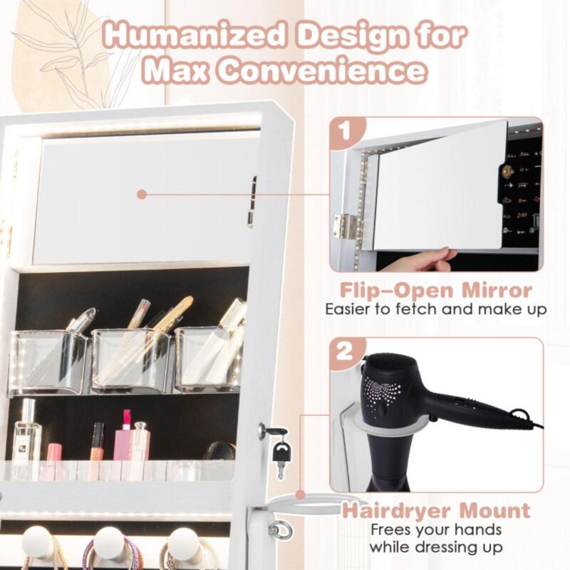 Hivvago Freestanding Jewelry Cabinet with Full Length Mirror