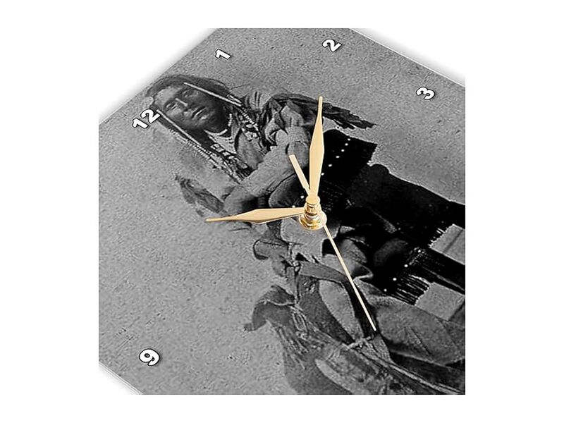 Portrait Native American Son Washikee Wall Clock 10 Inch Black Home Decor image number 3